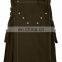 Men Chocolate Brown Contrast Stich Utility Kilt