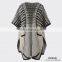 Women Design Sleeveless Jacquard Knitting Hooded Poncho