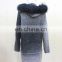 Hot Sale Tibet Sheep Fur Collar Knitted Cardigan Winter Thickened Knit Overcoat For Women Long Knitting Gradient Color Coat