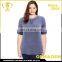 2017 wholesale women clothing sleeved blouse, zip neck design top clothes for woman