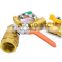 GOGO High quality 1PC Brass Ball Valve Switch Long handle Thicken Butterfly handle Double inside and outside wire DN8 1/4 Water