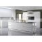 Kitchen furniture handles lacquer acrylic pvc designs modern style high gloss white kitchen cabinet with big island