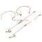 4Pcs/set Women Vintage Crystal Leaves Geometric Chain Gold Bracelet Set Bohemian Bracelets Jewelry