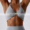 Recycled Front Twist Halter Neck Sports Bras Wholesale Sexy Backless Quick Dry Yoga Tops
