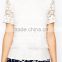 2016 Womens Summer Casual Wear Clothing White Lace Detail Tee