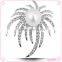 Silver Plated Clear Rhinestone Brooch Pin for Bridal Wedding Party