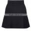 Mini Black Ribbed Zipper Skater Skirt for Ladies