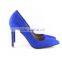 OLZ3 Wholesale Blue Suede Pointed Toe High Heel Rubber Sole Women Dress Pump Shoes