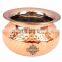 IndianArtVilla Steel Copper Serving Punjabi Handi Serving Bowl 600 ML - Serving Dishes Curry Briyani Home Hotel Restaurant