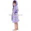 100% Polyester Coral Fleece Pattern Printed Solid Color Children Hooded Kimono Pajama Dressing Gown Bath robes For Kids