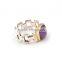 Two Tone 925 Silver Brass Ring With Amethyst