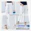 Trendy Loose Seven Point Ripped Hole Women White Jeans Pants