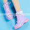 2016 New Design Girls Lovely Solid Martin PVC Rain Boots