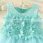 New India and Pakistan Clothing child Green handmade Flower wedding dress sweet girl Fluffy party dresses
