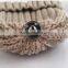 Myfur Wool Blend Knitted Beanie Hat with Matched Color Real Raccoon Fur Ball