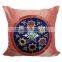 Peach Decorative Pillow With Applique & Mirror Embroidery, Accent Pillows, Couch Sofa Toss