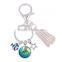 Off-white & Blue AB Color Tassel Star Clear Rhinestone Fish /Dragon Scale Keychain