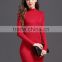 New Brand Design European Style Lace Patchwork Knitted Dress Women Autumn Sweater Dress High Quality Winter Red Dress
