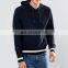 Long Sleeves Hoodie With Contrast Hem In Navy