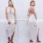 High qaulity lace trim cotton gauze maxi dress ,fashion woman cotton party dress