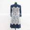 fashion wear to work slim flower print long knit flocking dress