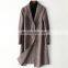 Women Double Face Houndstooth Winter Long Wool Coat