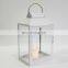 Classy High Quality Home White Decoration Glass Metal Candle White Lantern With Gold Handle