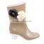 Camellia accessory woman high heel waterproof half rain boots