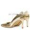Ladies new golden color pumps design high heels shoes women pointed toe sandals
