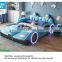 2021New leather bed princess LED light children bed Cute race car bed
