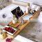 Amazon best sellers wholesale luxury bamboo bathtub caddy bath tray with extending side bathroom product organizer