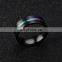 Black Ring for Men Women Groove Rainbow Stainless Steel Wedding Bands Trendy Fraternal Rings Casual Male Jewelry