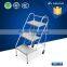 2 tier rolling mobile metal library book ladder