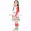 2015 red with green I love santa applique chevron ruffle dress, baby christmas dress