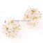 New style Sweet wholesale Fashion earring pink crystal resin flower ball stud earring