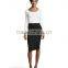 Black Stretch Bow Tie Accent Pencil Skirt