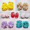 Baby Girl Shabby Flower Elastic Barefoot Sandals Gift with diamond Solid color shoes