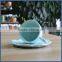 Beautiful lace blue ceramic coffee cup and saucer