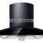 Copper motor stainless steel chimney with curved tempered glass European style range hood/kitchen appliance range hood