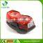 wholesale ABS material 2 red led bicycle light with rear light