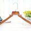 Nature color wood cloth hanger with metal flat hook