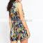 OEM Service Latest Design Summer Sleeveless Plunge Fashion Floral Printed Romper Womens Playsuit