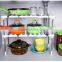 Kitchen telescopic plastic sink storage shelf rack/stainless steel kitchen storage rack