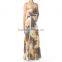young lady halter neck printing maxi dress women casual