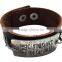 Handmade square tag leather bracelet with words engraved,wholesale custom mens bracelets