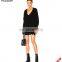 Women Plus Size Black Distressed Deep V Neck Knit Jumper
