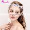 AmelieWedding Bridal Tiara Headband Cute Tulle Simulated Pearl Bridal Hair Vine Wedding Dress Photo Prop Halo Handmade Headbands