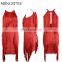 Oem services fashion lady dresses summer sexy bandage prom dresses 2016 with tessel