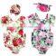 Baby Girl Romper headband Set Toddler flower print bodysuit Summer Clothes for 0-2T