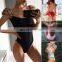 STOCK 8Colors Woman Bikini Ruffle Trim Open Back Swimsuit Brazilian Cut One Piece Swimwear
